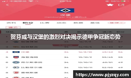贺芬咸与汉堡的激烈对决揭示德甲争冠新态势